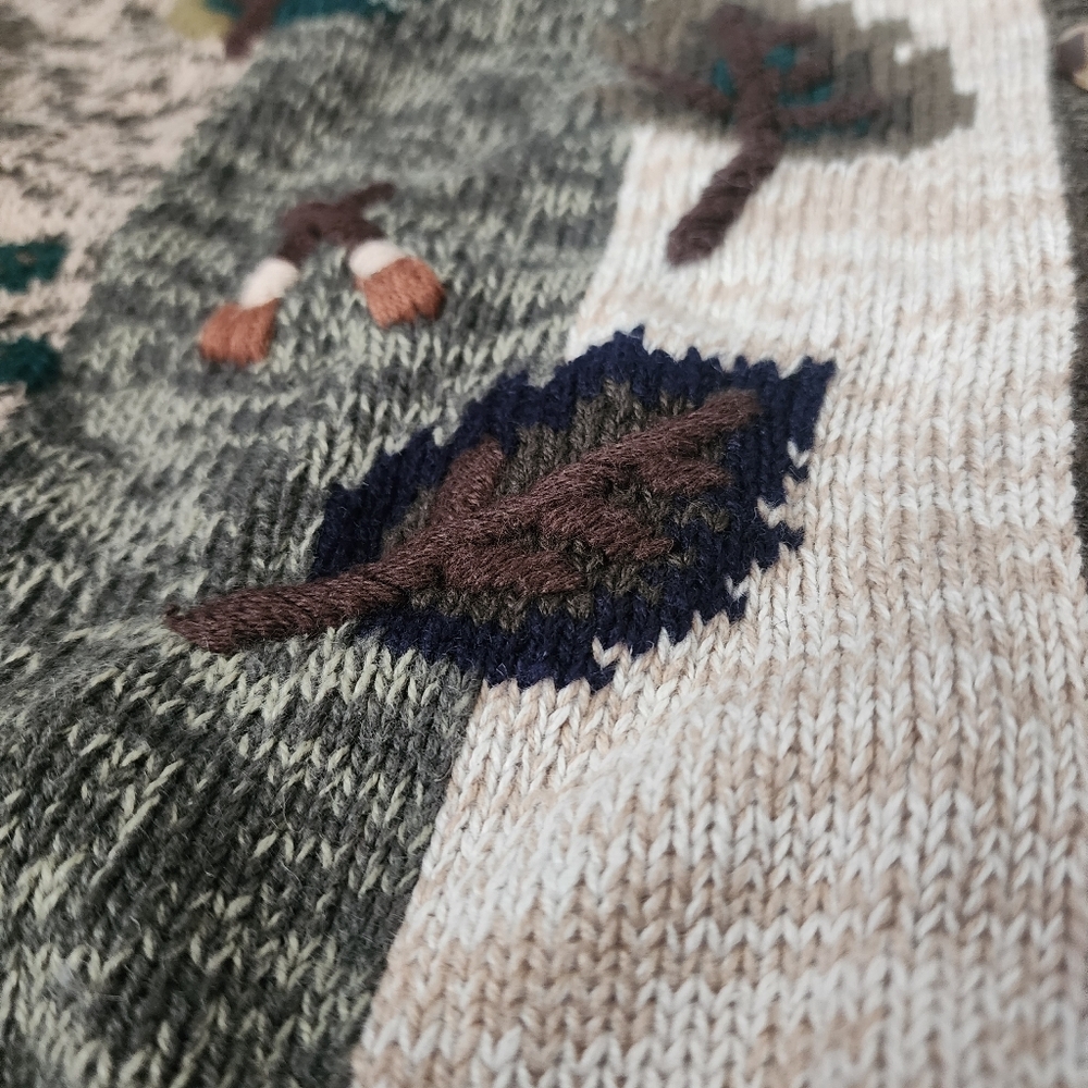 Vintage fall leaf patterned brown buttondown card… - image 7